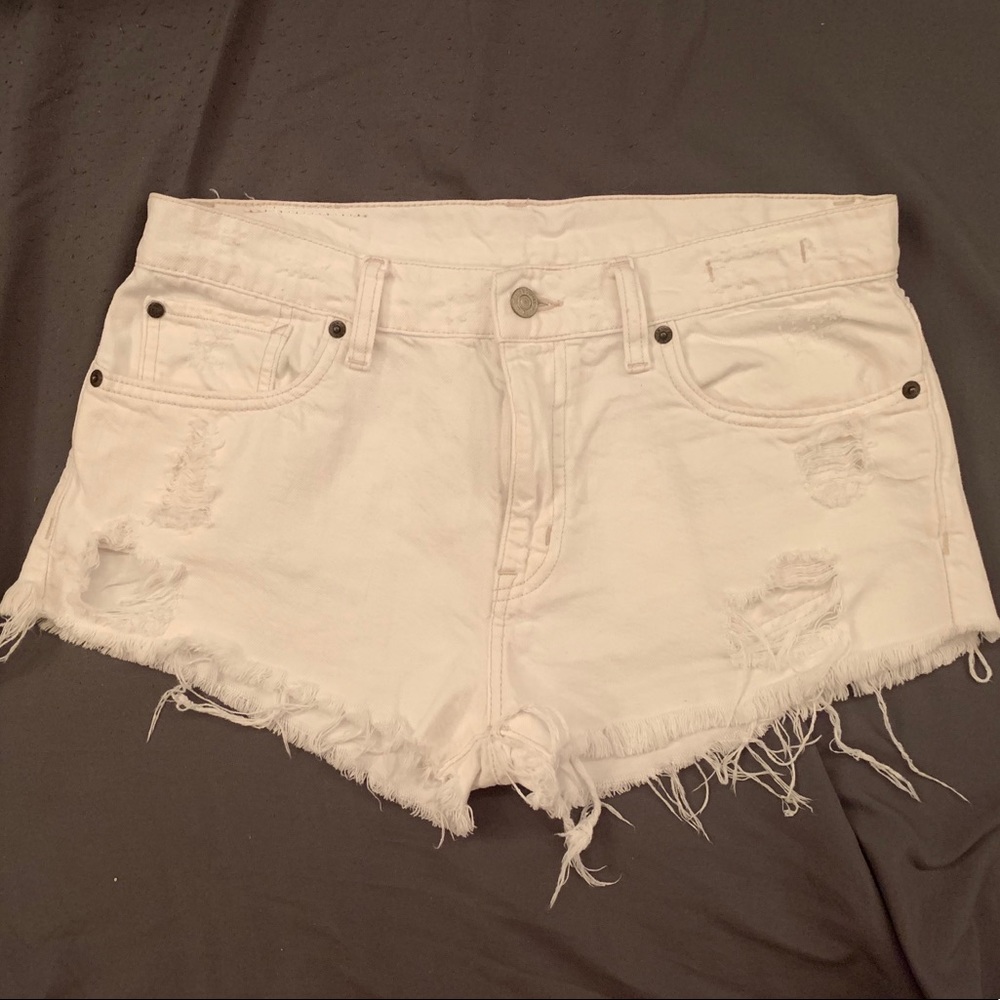 White Cut-off Denim Shorts Sz 28